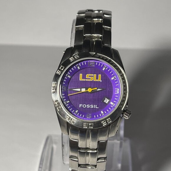 LSU Tigers NCAA Stainless-Steel Women's Watch by Fossil NEW - Picture 1 of 7